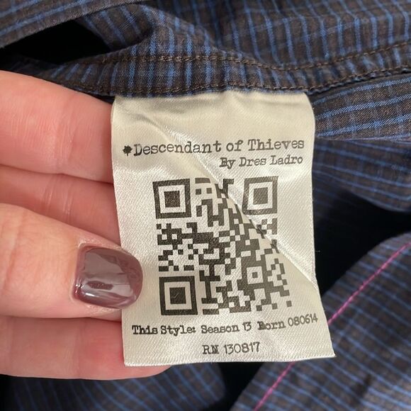 Descendant of Thieves Limited Edition Button Shirt 2XL Blue Plaid 1 of 295 Made - Picture 8 of 10